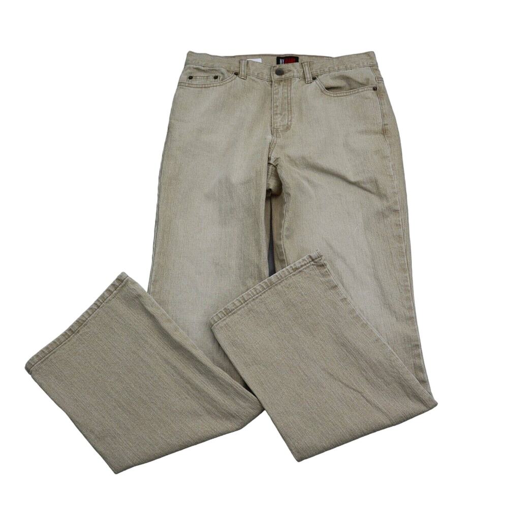 New York Company Pants Womens 6 Ivory Straight Mid Rise Button Zip Pocket Jeans